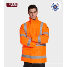 Hola vis uniformes de seguridad construcción workwear acolchado chaqueta con cinta reflectante